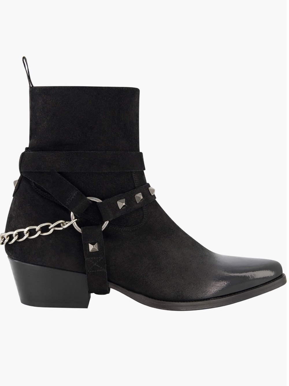 Karl Lagerfeld Men’s Black Suede Harness Chain Boots NEW Size 8 EU 41